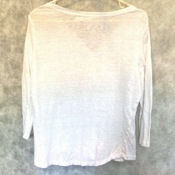 C & C California Linen Semi Sheer Lightweight Henley Top White Womens Large - Picture 6 of 14